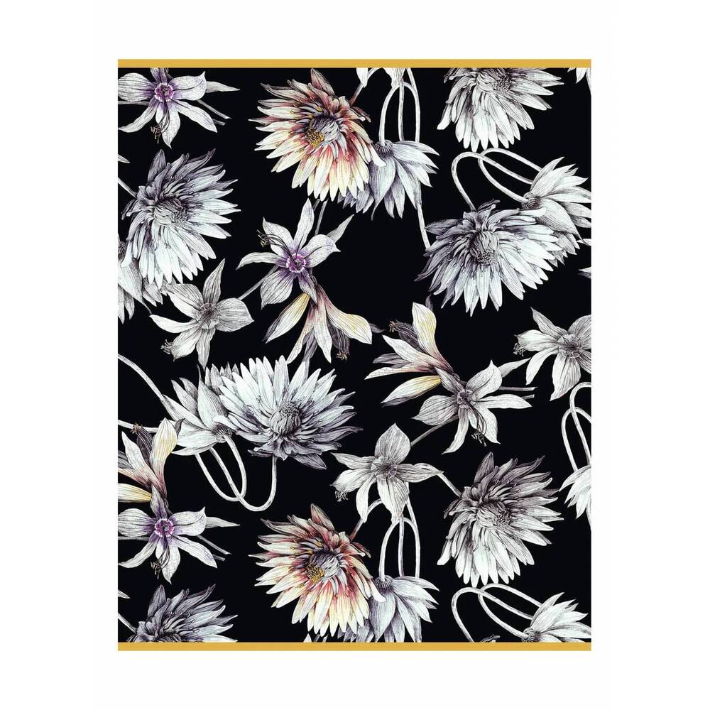 NEW RANI ARABELLA women's flower printed cashmere scarf in dahlia blk